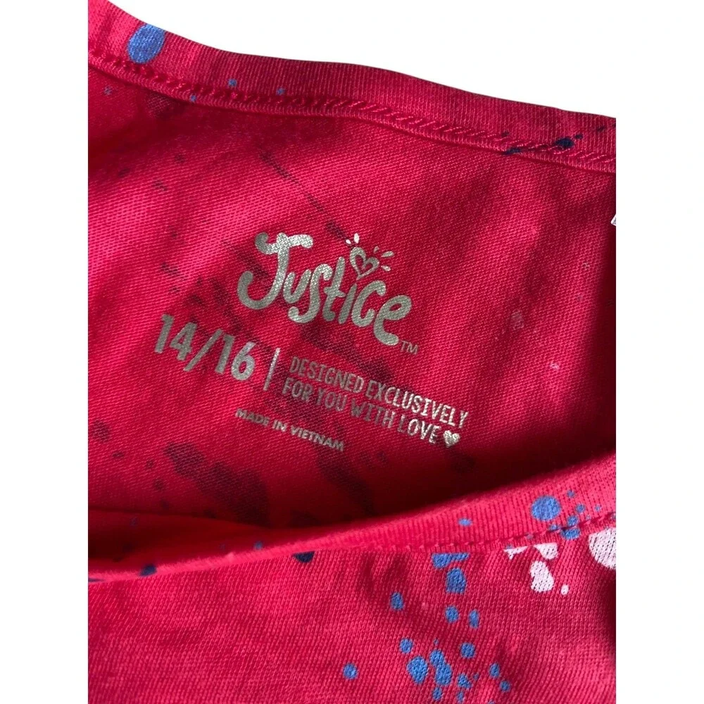 Justice Girls Lot of 2‎ Tank Tops size 14/16 Unicorn Glitter USA Americana Tween